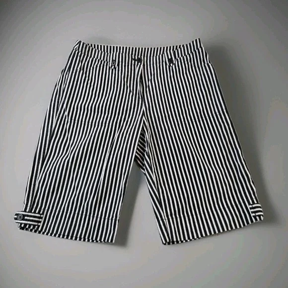 Jones New York Sport Women's Long Shorts Twill Bermuda Stripes 11" Inseam Size 8 - Picture 1 of 10